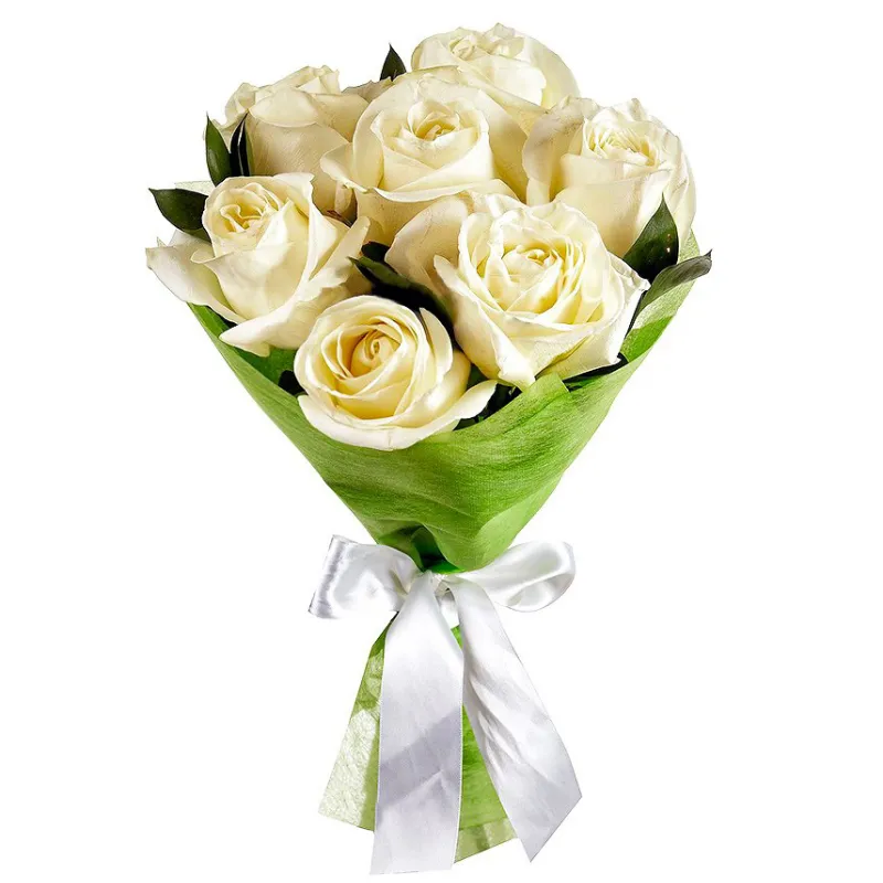 Букет из белых роз в фетре, доставка Дядьково